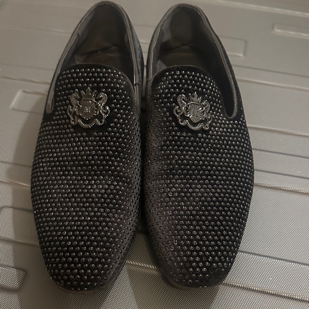 Men's Black Studded Loafers
